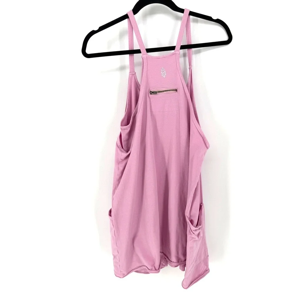 Free People Movement Hot Shot Mini Dress L Pink Activewear Sleeveless Pockets